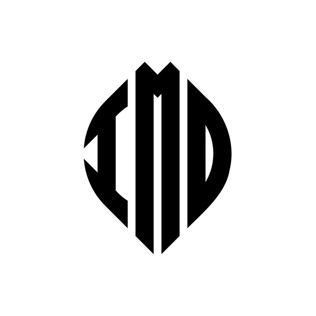 Plik wektorowy logo imd z okrągłymi literami w kształcie okręgu i elipsy imd z elipsami w stylu typograficznym trzy inicjały tworzą logo imd circle emblem abstract monogram letter mark vector