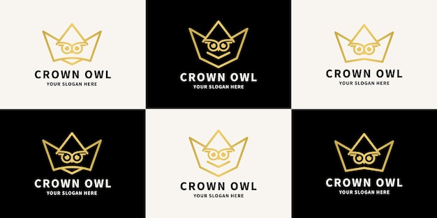 Logo inspiracji korony sowy dla symbolu inteligencji