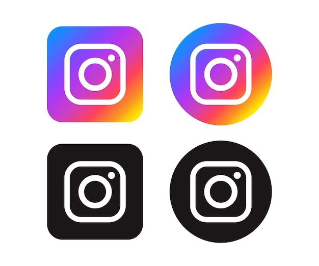 Logo Instagrama na kwadratowym i okrągłym tle