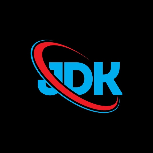 Plik wektorowy logo jdk (liter jdk) - inicjały logo jdk połączone z okręgiem i dużymi literami, logo jdk (typografia jdk dla biznesu technologicznego i marki nieruchomości)