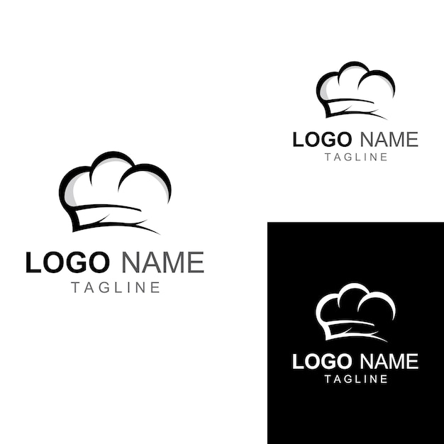 Logo kapelusza szefa kuchni dla restauracji kawiarni i dostarczania żywności online Logo z szablonem projektu ilustracji wektorowych