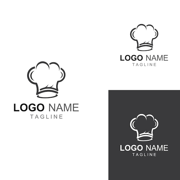 Logo kapelusza szefa kuchni dla restauracji kawiarni i dostarczania żywności online Logo z szablonem projektu ilustracji wektorowych