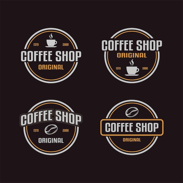 Logo kawiarni premium retro odznakę kubek kawy ziarno ikona linia znaczka logo wektorowy projekt w vintage