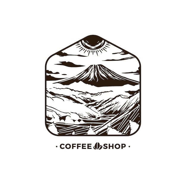 Logo kawiarni z scenerią
