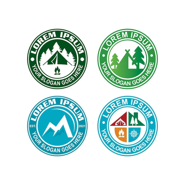 Logo kempingowe logo przygoda wektor