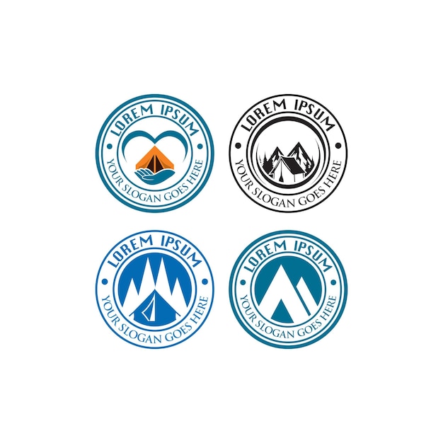 Logo kempingowe logo przygoda wektor