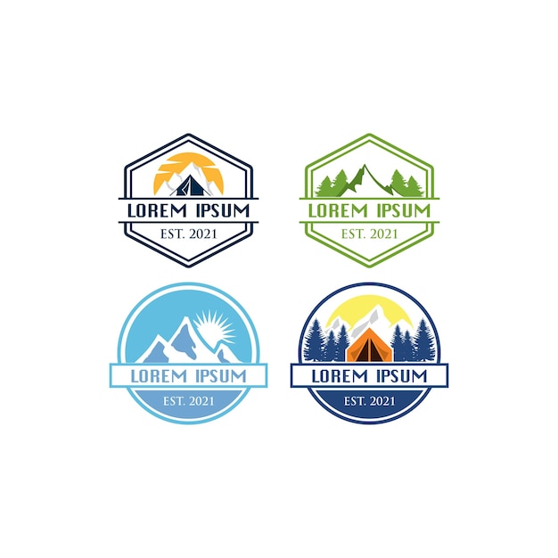 Logo kempingowe logo przygoda wektor