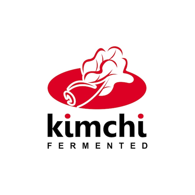 Logo Kimchi Na Czerwonym Talerzu Wektor Sfermentowanych Warzyw żywności Projekty Graficzne Inspiracja