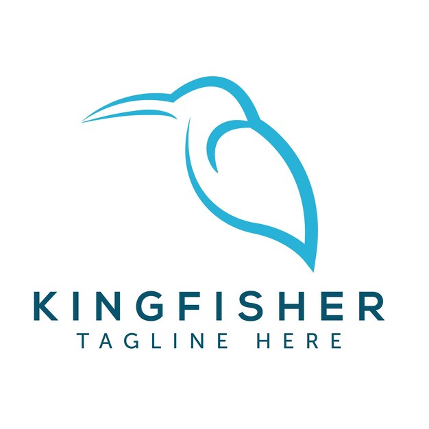 Logo Kingfisher Z Grafiką Liniową. Ilustracja Wektorowa.