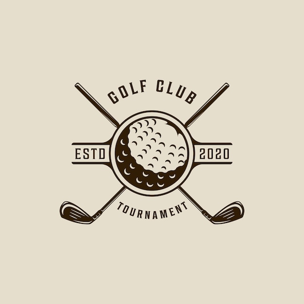 Plik wektorowy logo klubu golfowego vintage ilustracja wektorowa szablon ikona projekt graficzny piłka i kij sportowy znak