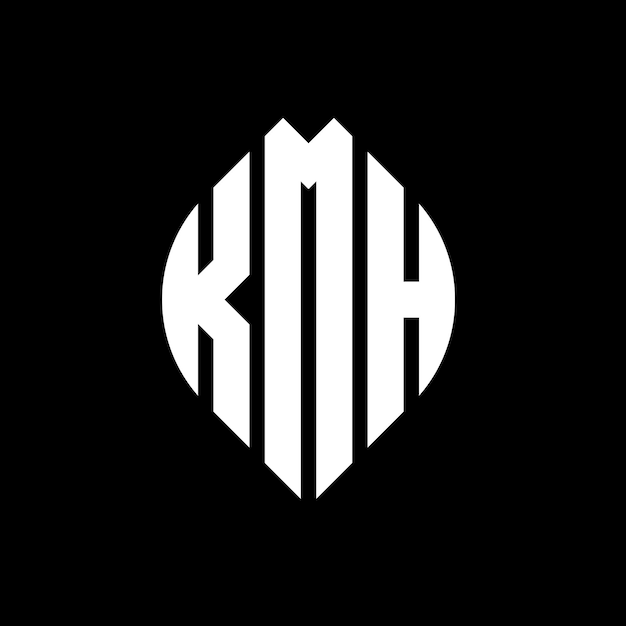 Plik wektorowy logo kmh o kształcie okręgu i elipsy kmh elipsy o stylu typograficznym trzy inicjały tworzą logo okręgu kmh krąg emblem abstrakt monogram litery mark wektor