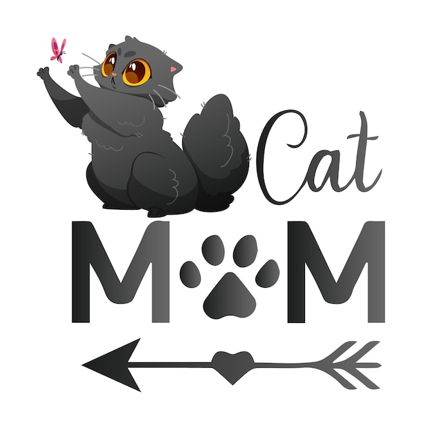 Plik wektorowy logo kociej mamy ze słowem kot