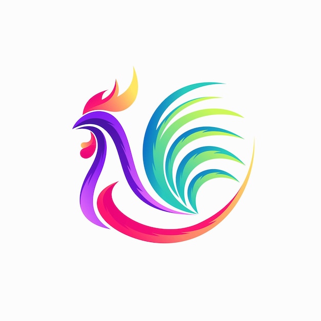 Logo Koguta Z Koncepcją Kolorów Gradientu