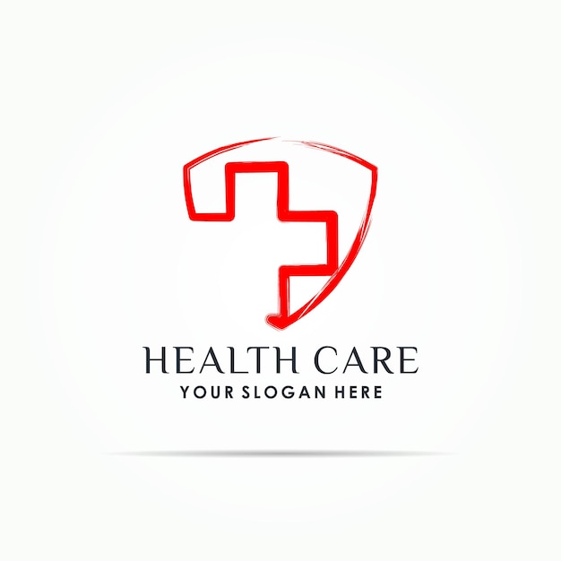 Plik wektorowy logo kolekcji medycznej pędzla z krzyżem zdrowotnym
