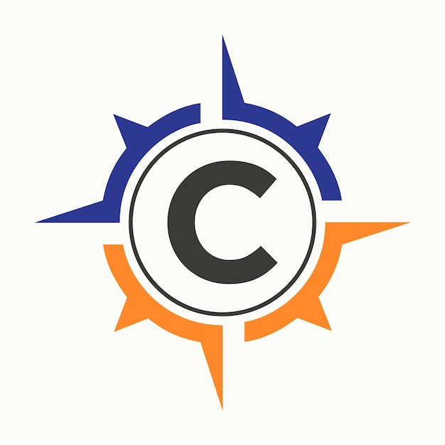 Logo kompasu na literze C Symbol nawigacji alfabetu