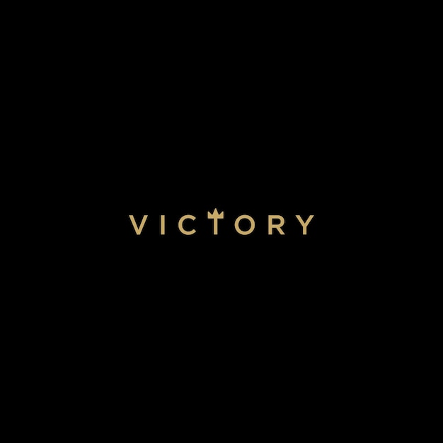Logo Korony Z Grafiką Ze Słowem Zwycięstwa Na Podstawie Tekstu