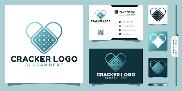 Plik wektorowy logo krakersów z miłością kształtuje nowoczesną koncepcję i projekt wizytówki