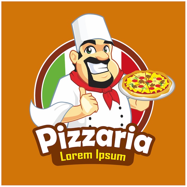 Logo Kreskówka Maskotka Pizzaria