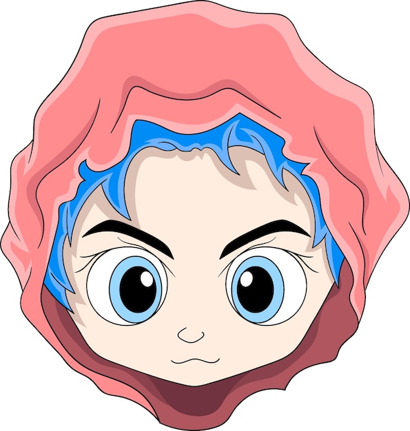 Plik wektorowy logo kreskówki dziewczyny z głową w czerwonym kapturze z piękną twarzą kreatywny obraz