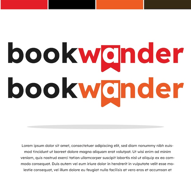 Logo księgarni Wektorowy Logotyp Logogram Typeface Książka Wander