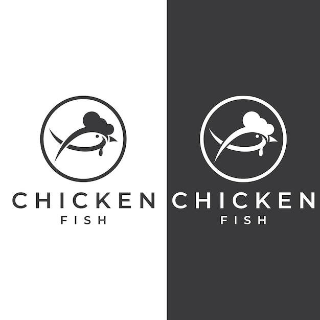 Logo Kurczaka Logo Głowa Koguta Z Kombinacją Ryb Logo Dla Firmy Biznesowej Restauracji Lub Restauracji Lub Stoiska Z Jedzeniem Korzystanie Z Prostej Ilustracji Wektorowych Penditan