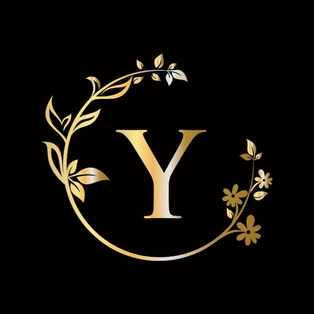 Plik wektorowy logo kwiatu litery y z kreatywną koncepcją dla firmy biznesowej szablon wektora dekoracyjnego kwiatu piękna spa premium