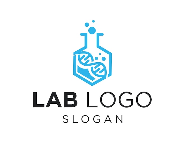 Logo laboratorium jest pokazane w kolorze niebieskim i czarnym.