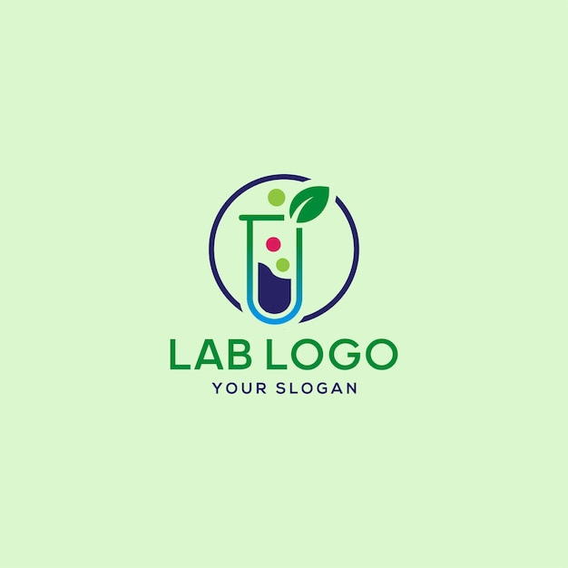Logo laboratorium medycznego mikroskopu Projekt logo laboratoriów naukowych Biologiczne organiczne laboratoria logovector szablon