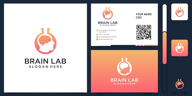 Logo Laboratorium Mózgu Z Wektorem Projektu Wizytówki Premium