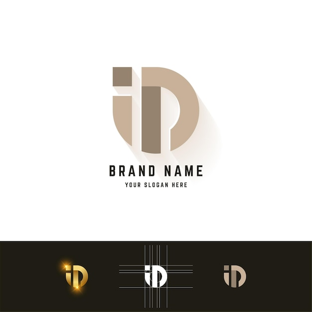 Logo Letter Id Lub Im Monogram Z Projektem Metody Siatki