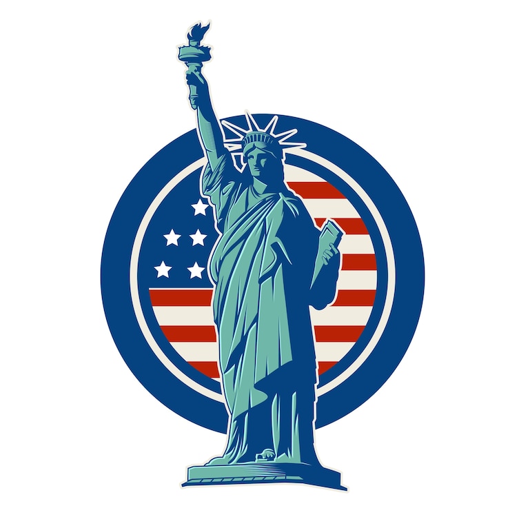 Wektor logo liberty odznacza charakter