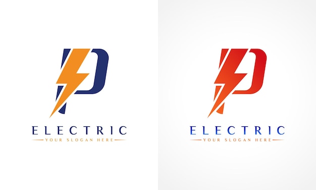 Logo Litera P Z Piorunem Piorunem Wektor Projekt Elektryczny śruba Litera P Logo Wektor Ilustracja