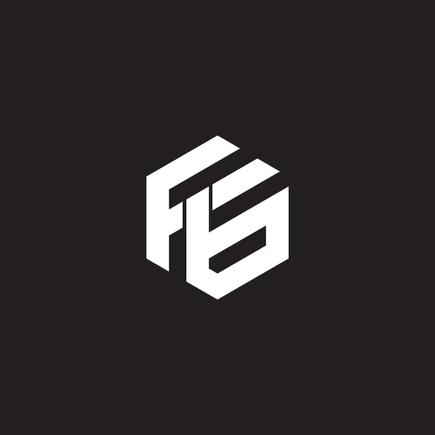 Logo Litery Fs Z Sześciokątem W Kolorze Białym I Czarnym.