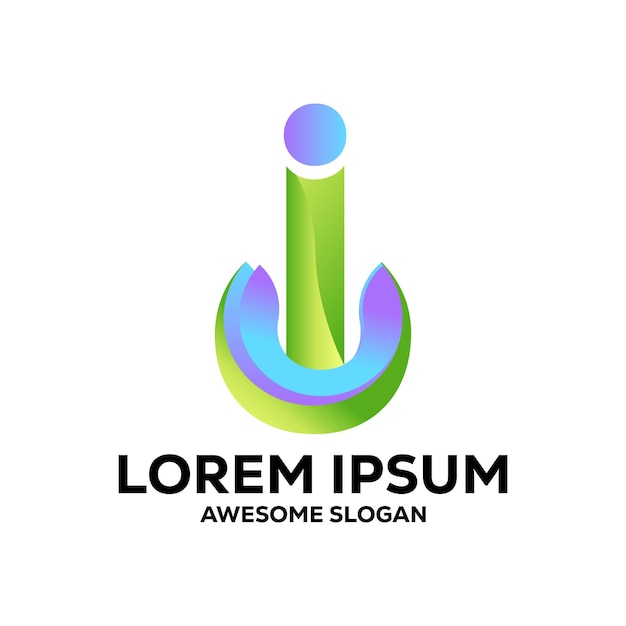 Logo Litery I Kolorowy Gradient Abstrakcyjna Ilustracja Wektorowa