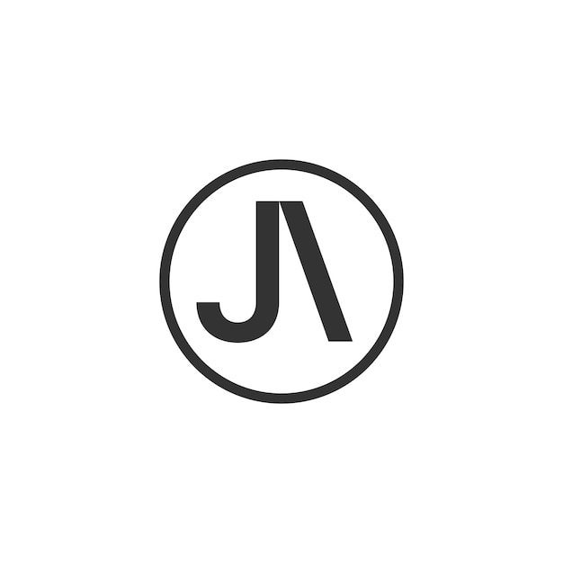Logo litery JA Ta ikona logo łączy się w kreatywny sposób z kształtem ogona samolotu odrzutowego