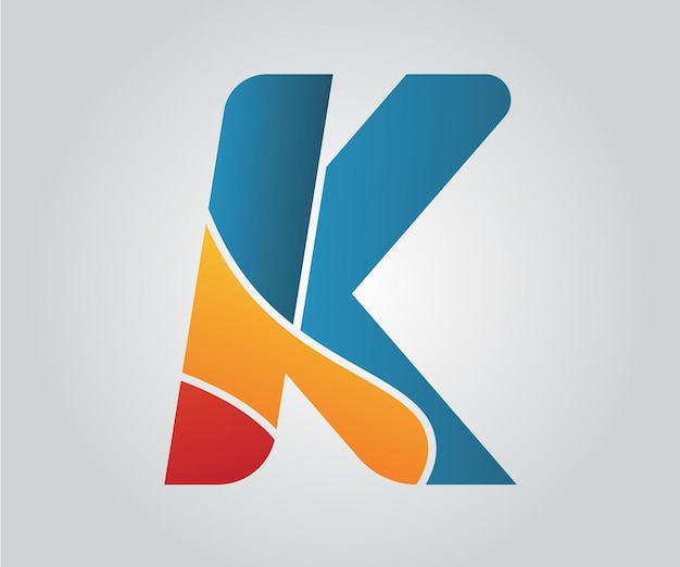 Logo litery K Projekt typografii Proces sztuki wektorowej i gradientu Czerwony i żółty i niebieski