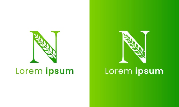 Logo Litery N Z Kreatywną Koncepcją Liścia Monogramu Dla Zielonej Firmy Ekologicznej