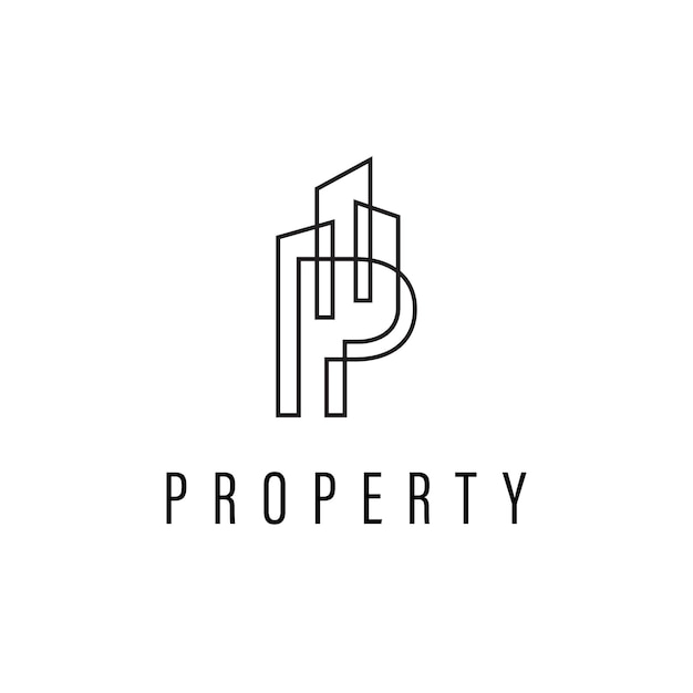 Logo Litery P Z Połączeniem Koncepcji Nowoczesnych Budynków I Linii