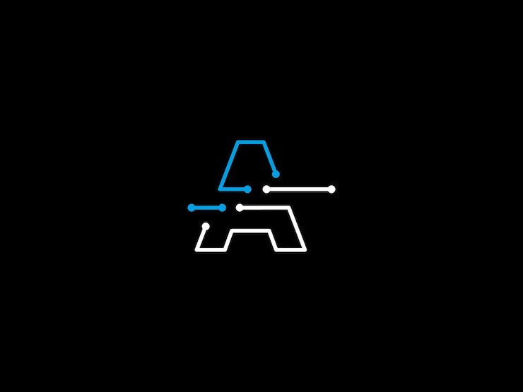 Wektor logo litery z niebieskimi liniami i białymi liniami
