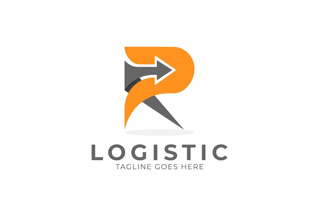 Logo Logistyczne Litery R, Kombinacja Litery R I Strzałki, Nadające Się Do Logo Logistycznych I Biznesowych