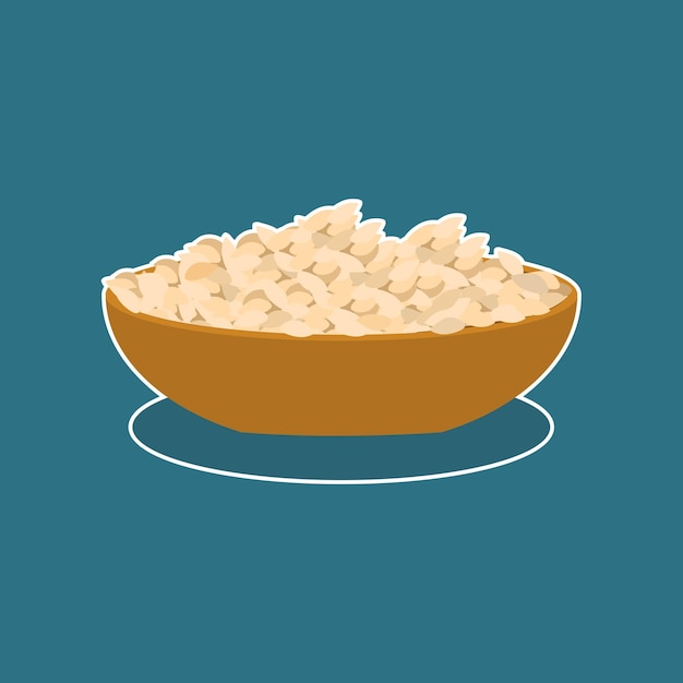 Plik wektorowy logo lub ikona miski ryżu w płaskiej konstrukcji ilustracji