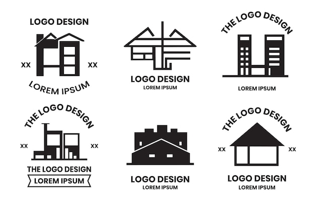 logo lub odznaka domów i drapaczy chmur w stylu vintage