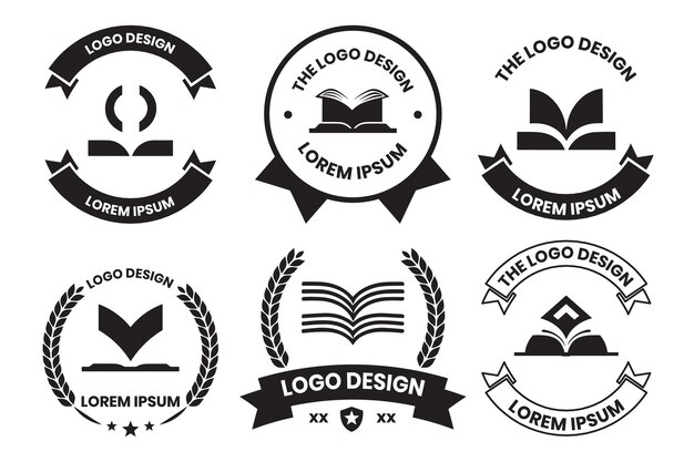 Logo lub odznakę księgarni lub sklepu z okularami w koncepcji księgarni w stylu vintage lub retro