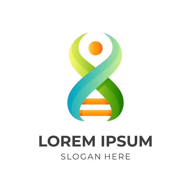 Logo ludzkiego dna, dna i ludzie, połączenie logo z kolorowym stylem 3D
