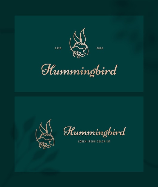 Plik wektorowy logo luksusowej sztuki linii kolibra