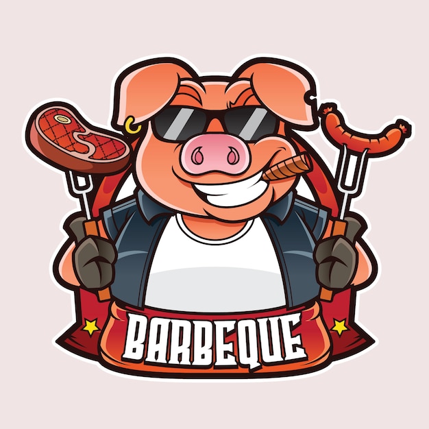 Plik wektorowy logo maskotka barbeque