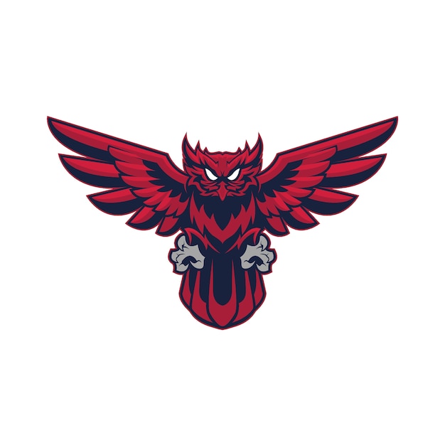 Logo maskotka czerwona sowa
