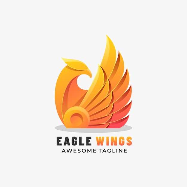 Logo Maskotka Eagle Wings Gradient Kolorowy Styl.