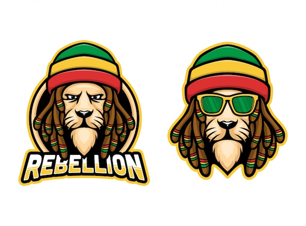 Plik wektorowy logo maskotka lew dredy rasta