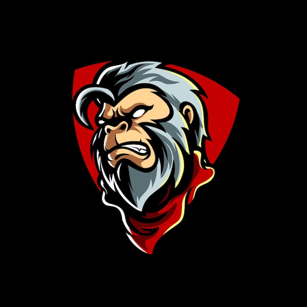 Logo Maskotka Małpa Białe Włosy